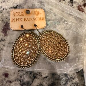 Pink Panache Gold Oval Earrings
